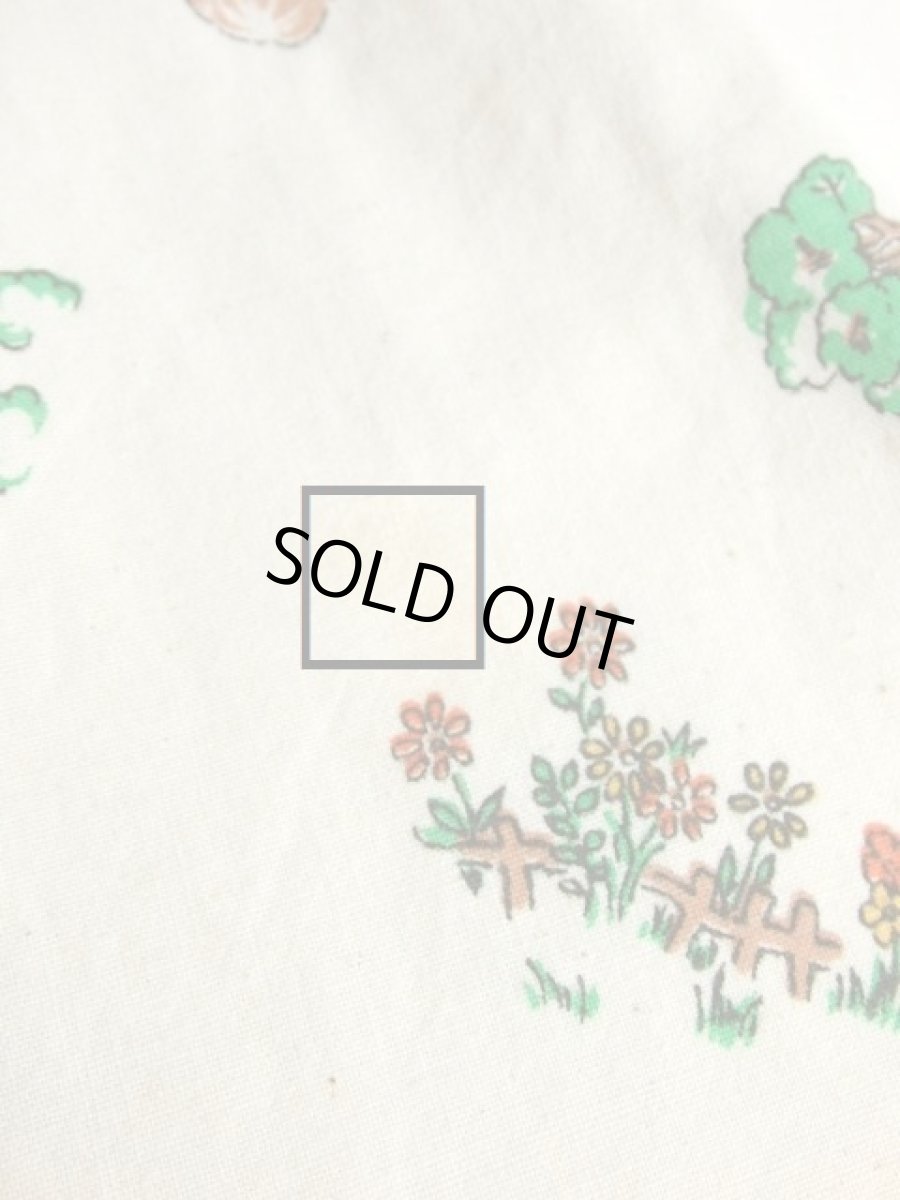 画像11: 子供柄 House×Tree×Flower オフホワイト リボン フリル 長袖 昭和レトロ 国産古着 レトロワンピース 【6047】 (11)