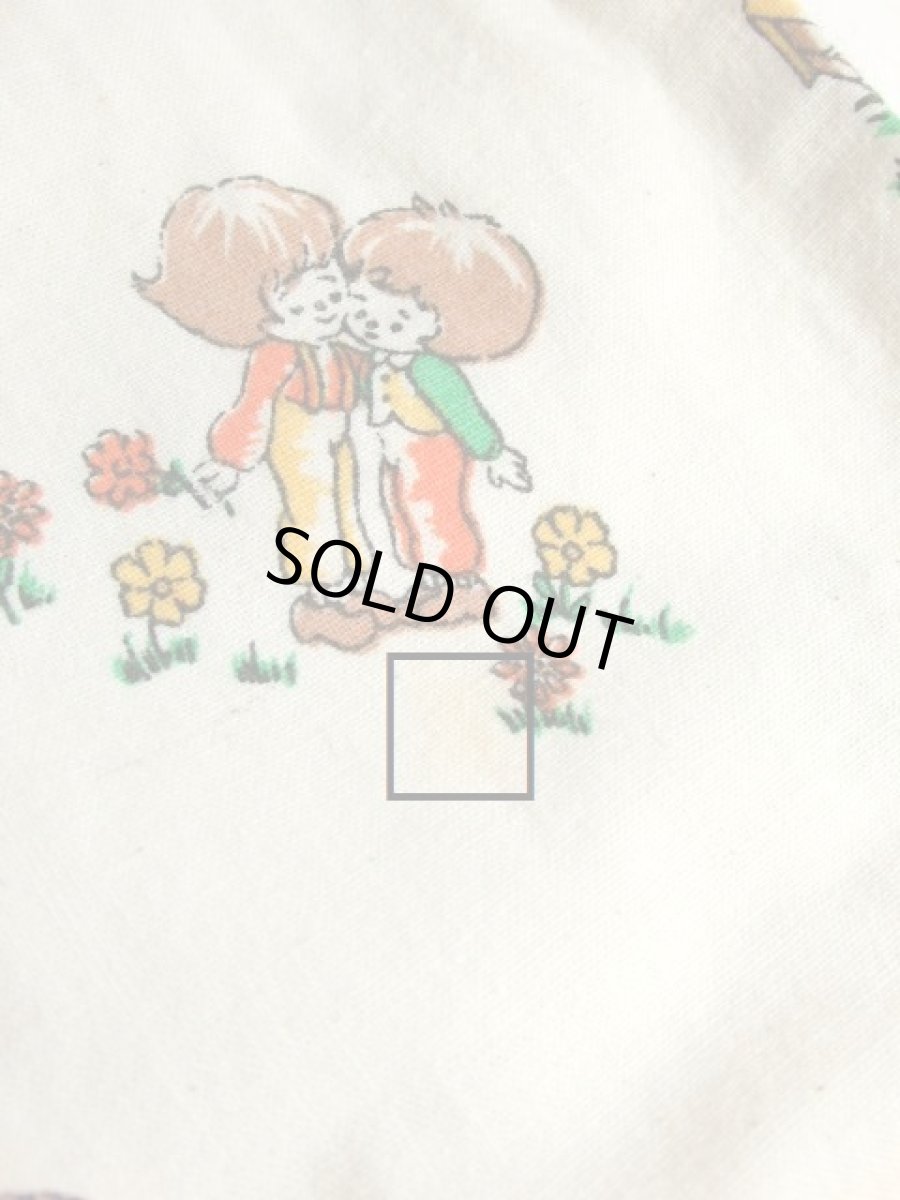 画像13: 子供柄 House×Tree×Flower オフホワイト リボン フリル 長袖 昭和レトロ 国産古着 レトロワンピース 【6047】 (13)