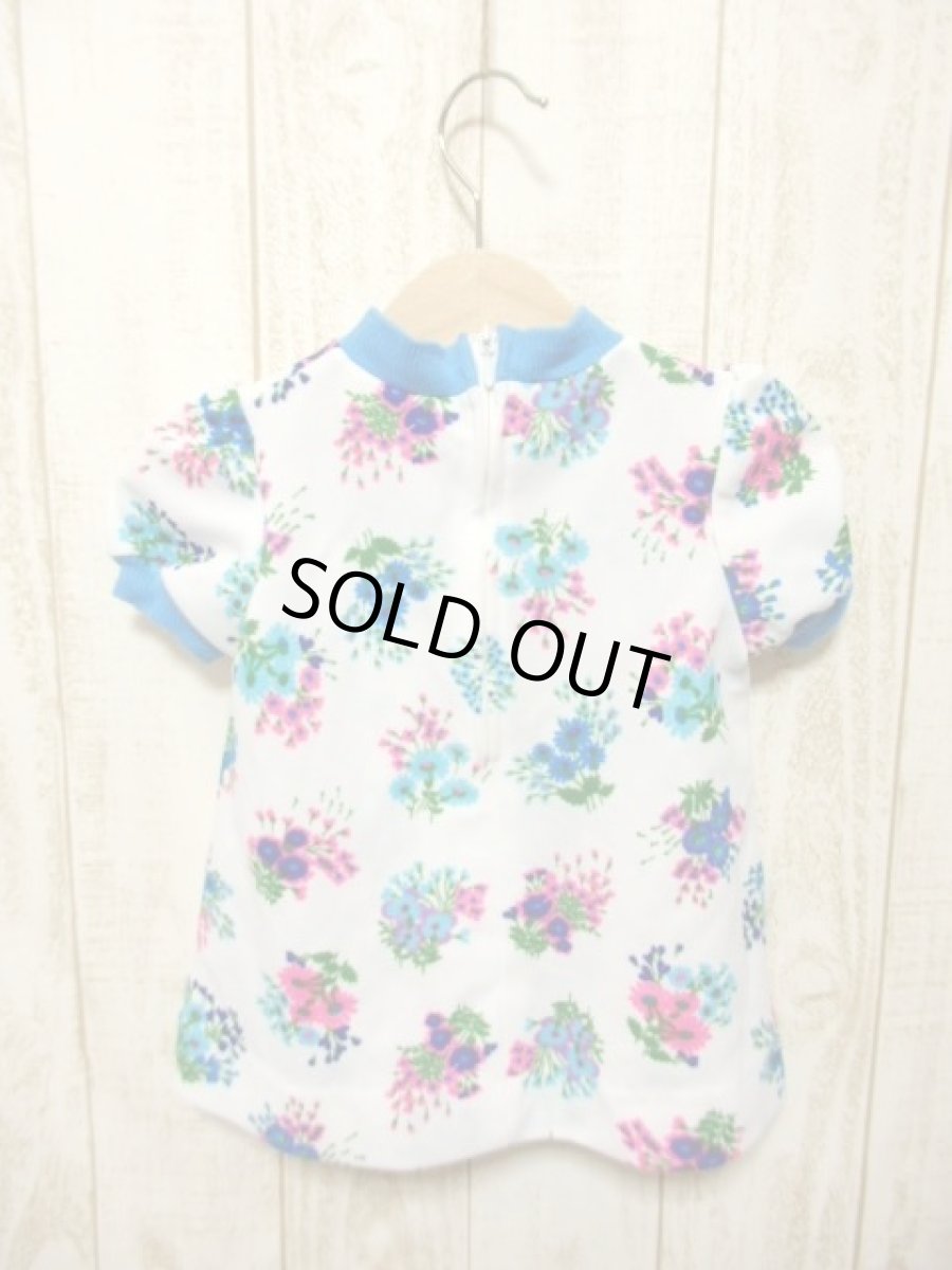 画像4: ☆　ヨーロッパ子供古着　vintageキッズ　レトロポップフラワー×blue　ヴィンテージチュニックワンピース　size70〜80ｃｍ　kids＆baby　☆ (4)