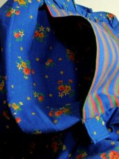 画像11: ヨーロッパ古着　Blue color地にストライプ×ドット×小花柄が広がる♪フリル×大きなポケットデザイン★ナチュラルガーリーなヴィンテージワンピース (11)