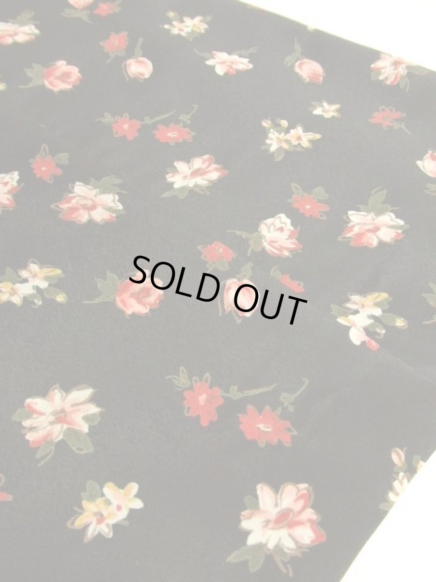 画像13: 70年代 花柄 前開き ブラック 長袖 昭和レトロ 国産古着 レトロシャツワンピース 【6135】  (13)