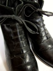 画像4: レトロショートブーツ ブラック 黒 レザー スウェード 2種類のレザーデザイン古着 (4)