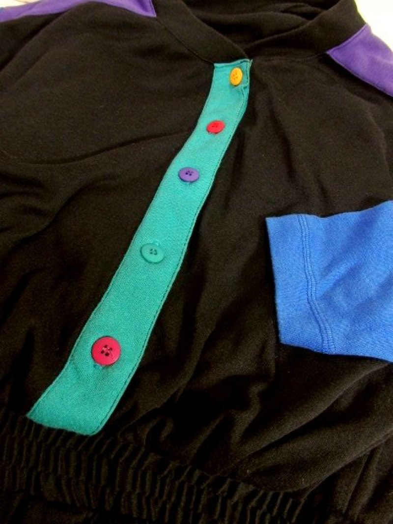 画像3: 80年代 個性的なカラーリング スウェット素材 長袖 レトロ ヨーロッパ古着 ヴィンテージオールインワン