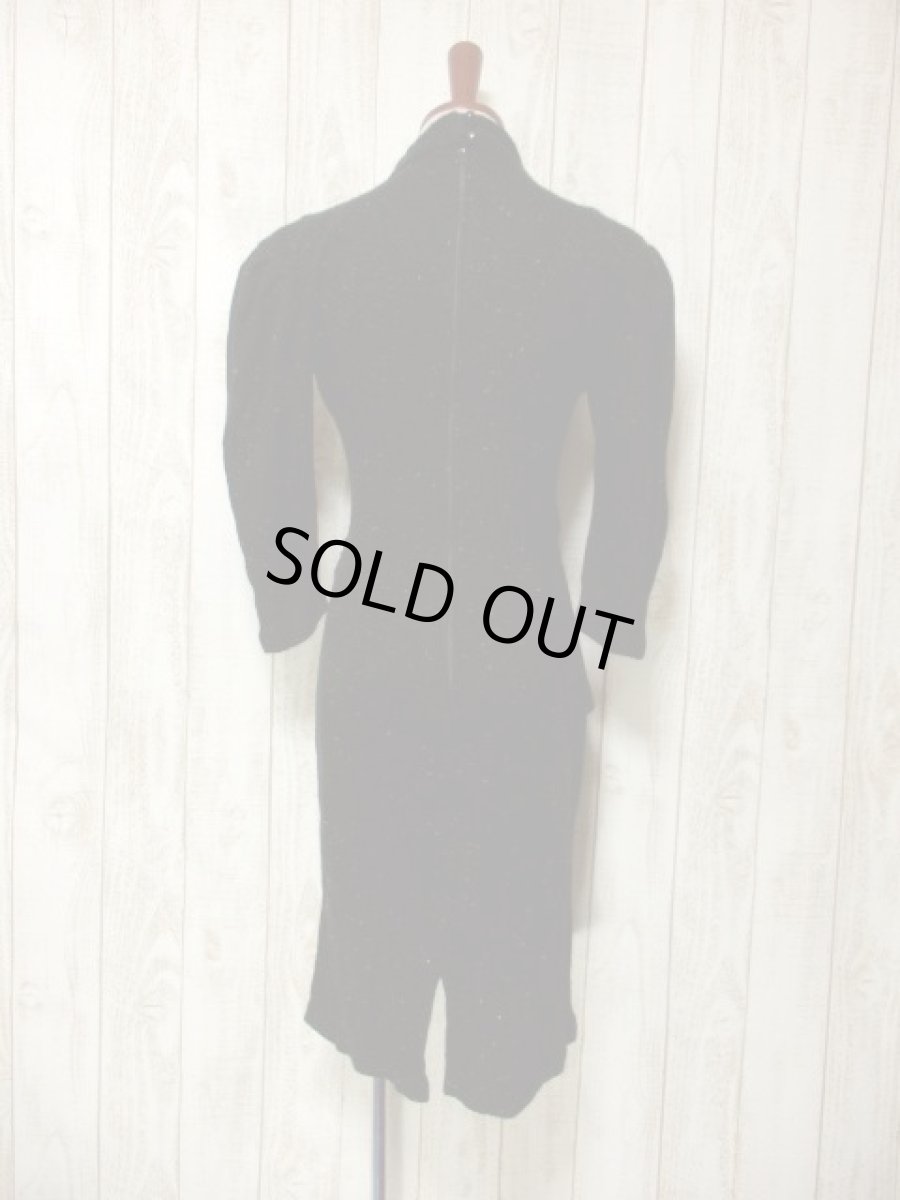 画像5: ニット ブラック 長袖 レトロ USA古着 ヴィンテージワンピース 【6227】 (5)