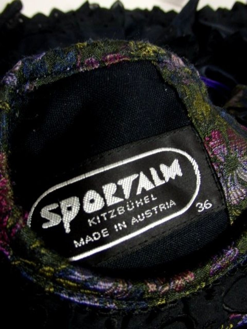 画像3: 花模様織り ブラック オーストリア製 ハートレース バルーン袖 リボンテープ サイドジッパー ガーリー クラシカル ディアンドル チロルワンピース ドイツ民族衣装 舞台 演奏会 フォークダンス オクトーバーフェスト 【6265】