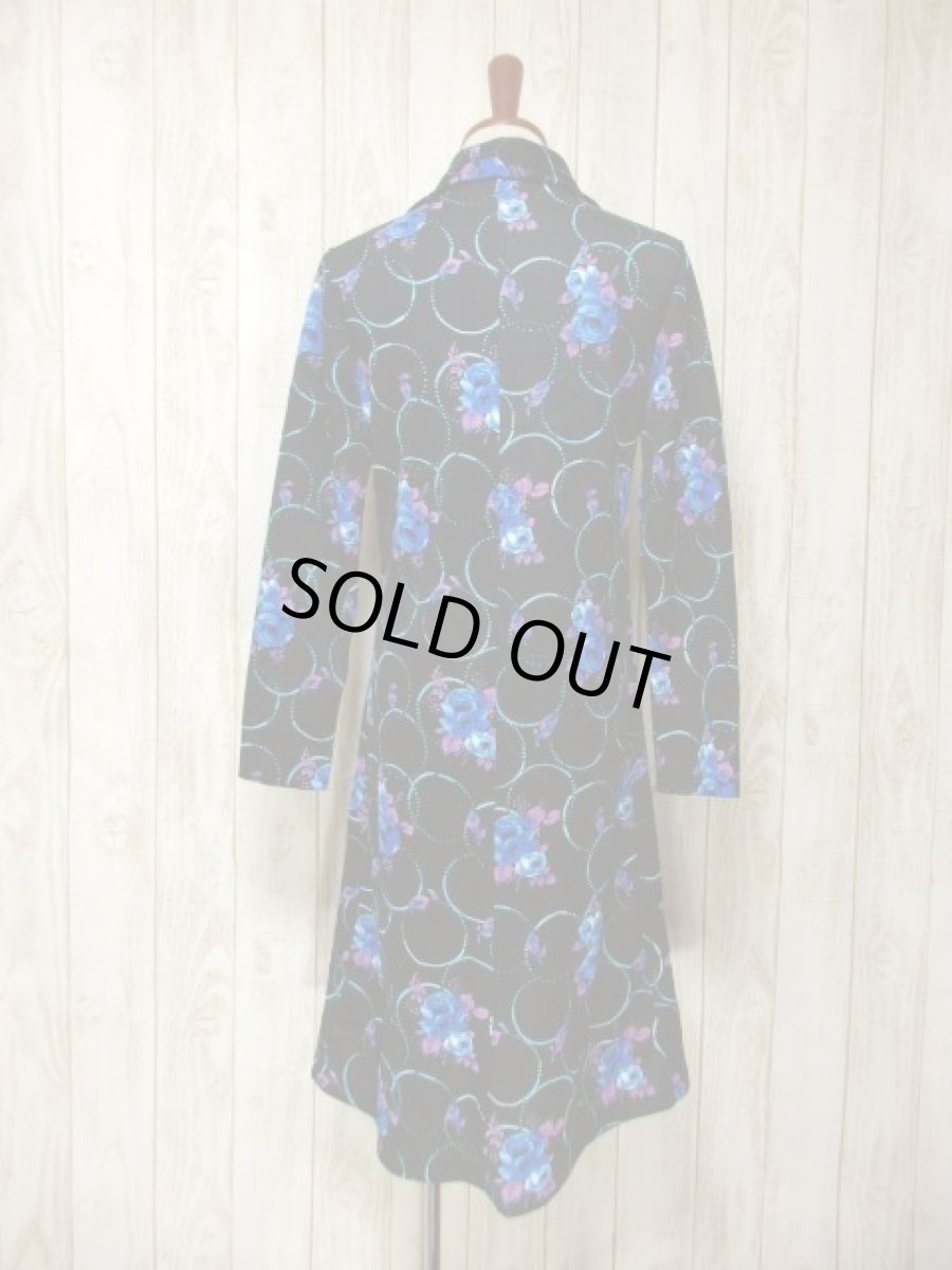 画像5: サイケ 花柄 70's ブラック レトロ 長袖 ヨーロッパ古着 ヴィンテージワンピース 【6264】 (5)