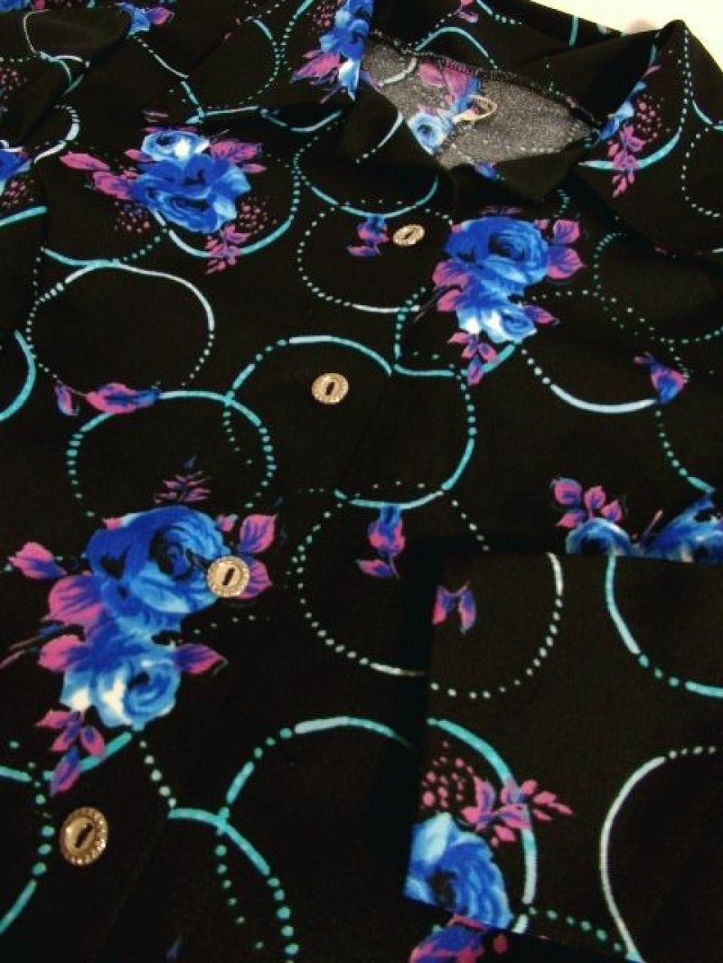 画像3: サイケ 花柄 70's ブラック レトロ 長袖 ヨーロッパ古着 ヴィンテージワンピース 【6264】