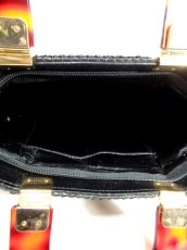 画像5: メタリック ブラック 大きめサイズ ファスナー式 持ち手が可愛い レディース レトロ ハンド 鞄 バッグ【6288】 (5)