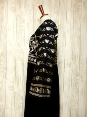 画像7: ヨーロッパ古着　贅沢なクラシカル模様織りが素晴らしい!!パーティースタイルにも♪上品大人クラシカルなヨーロピアンヴィンテージドレス　Black (7)