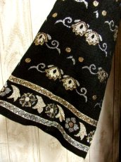 画像8: ヨーロッパ古着　贅沢なクラシカル模様織りが素晴らしい!!パーティースタイルにも♪上品大人クラシカルなヨーロピアンヴィンテージドレス　Black (8)