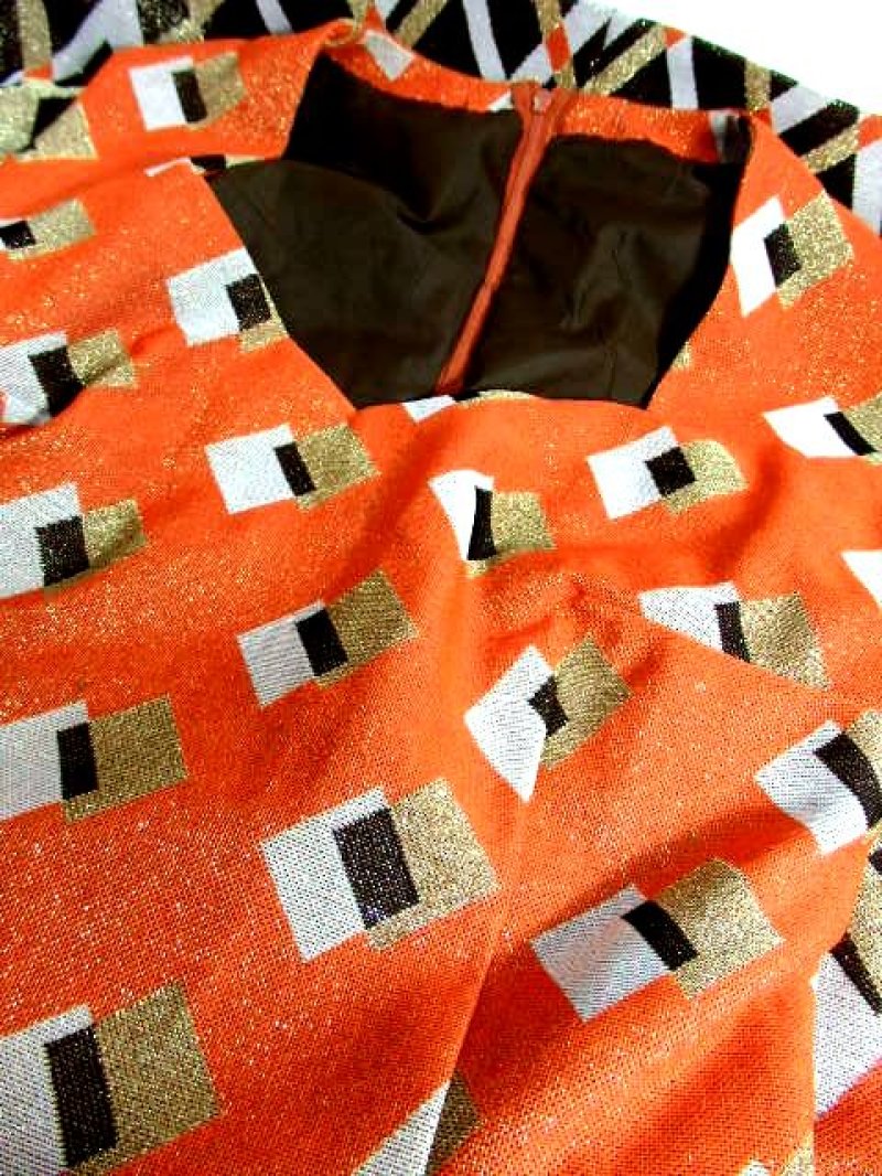 画像3: スクエア模様織り 衣装にもおすすめ ノースリーブ クラシカル レトロ ヨーロッパ古着 ヴィンテージロングドレス【6396】