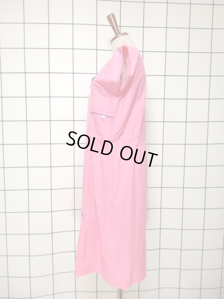 画像6: ピンク ステッチ入り レトロ ヨーロッパ古着 ヴィンテージワンピース【6407】 (6)