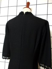 画像6: フラワーレースで上品なフォーマルデザイン♪Black Collar★70's大人クラシカルなヴィンテージドレス (6)