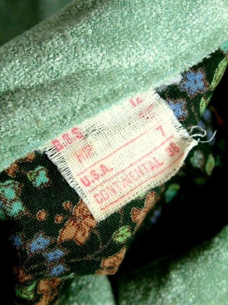 画像3: 小花柄 グリーン 首元ウエストリボン 切り替えし 半袖 レトロ USA古着 ヴィンテージワンピース