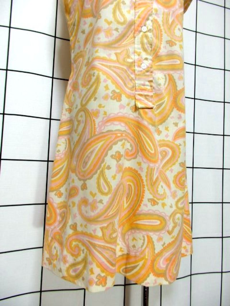 画像2: ペイズリーモチーフ ノースリーブ レトロ ヨーロッパ古着 ヴィンテージワンピース【6451】