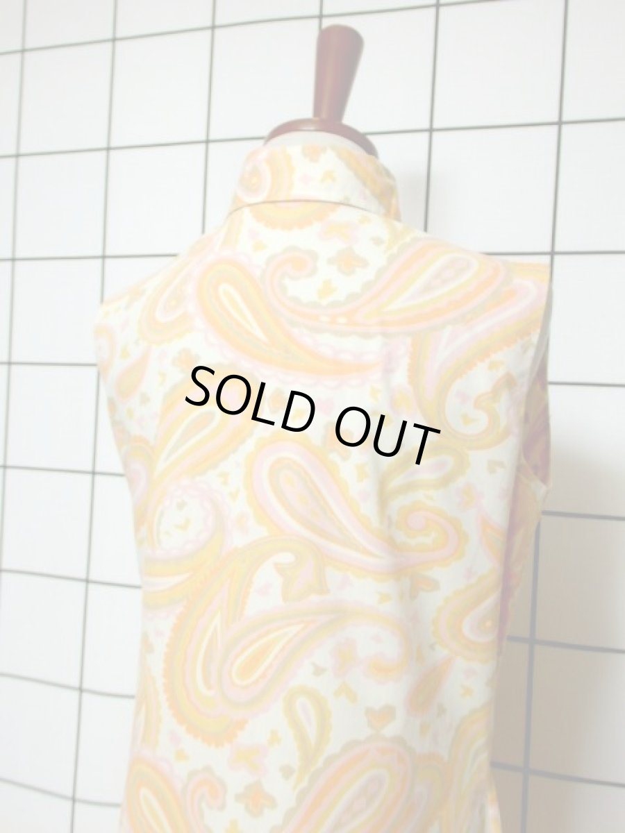 画像6: ペイズリーモチーフ ノースリーブ レトロ ヨーロッパ古着 ヴィンテージワンピース【6451】 (6)