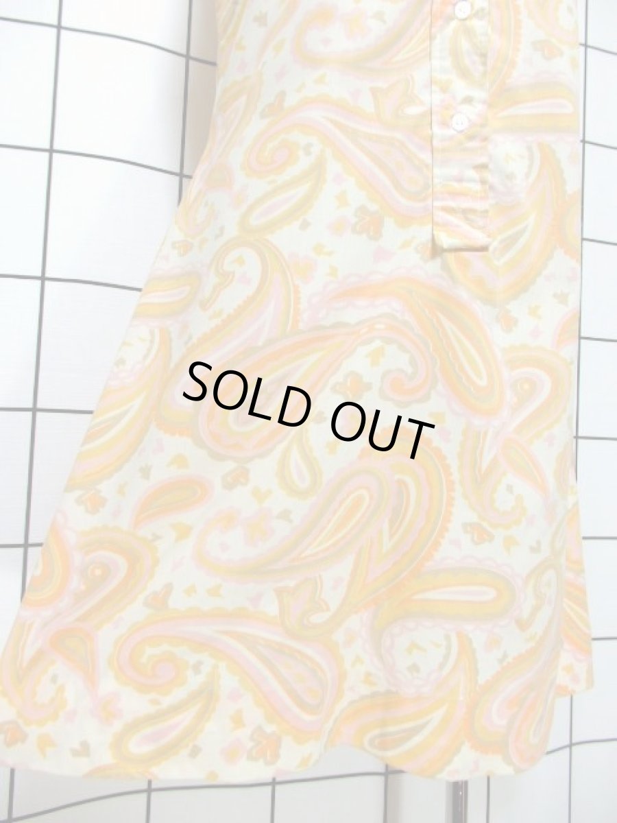 画像9: ペイズリーモチーフ ノースリーブ レトロ ヨーロッパ古着 ヴィンテージワンピース【6451】 (9)