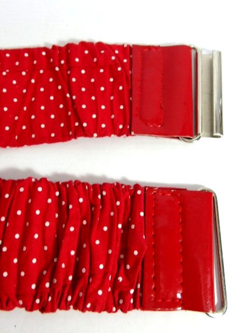 画像3: ドット柄 レッド ホワイト レトロアンティーク ヴィンテージ ヨーロッパ 古着 ベルト【6492】
