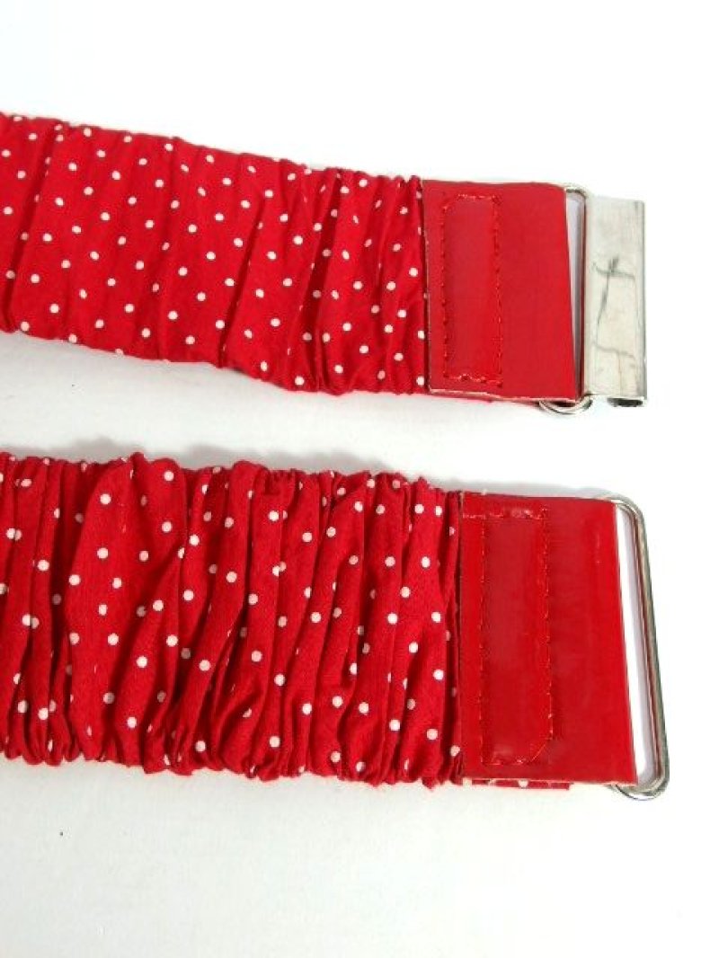 画像2: ドット柄 レッド ホワイト レトロアンティーク ヴィンテージ ヨーロッパ 古着 ベルト【6492】