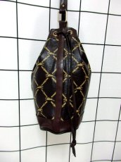画像4: 巾着型 フランス製 レザー ダークブラウン レディース ヴィンテージ ショルダー 鞄 バッグ【6547】 (4)