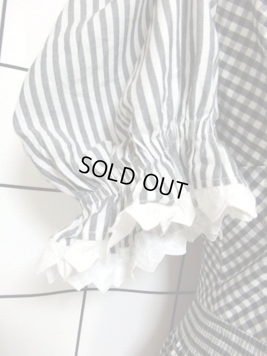 画像9: ギンガムチェック ストライプ ブラック ホワイト グレー 西ドイツ製 パフスリーブ袖 ガーリー クラシカル ディアンドル チロルワンピース ドイツ民族衣装 舞台 演奏会 フォークダンス オクトーバーフェスト 【6574】 (9)