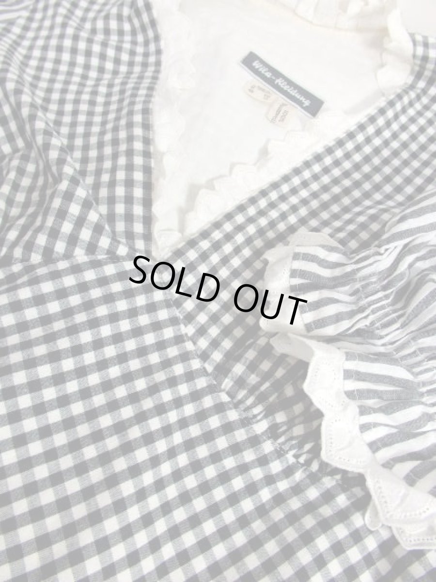 画像12: ギンガムチェック ストライプ ブラック ホワイト グレー 西ドイツ製 パフスリーブ袖 ガーリー クラシカル ディアンドル チロルワンピース ドイツ民族衣装 舞台 演奏会 フォークダンス オクトーバーフェスト 【6574】 (12)