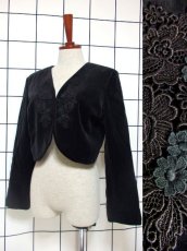 画像1: ヴィンテージジャケット お花刺繍レース ベロア 80's レトロ Black (1)