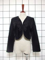 画像2: ヴィンテージジャケット お花刺繍レース ベロア 80's レトロ Black (2)