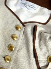 画像9: チロルジャケット ペプラム調ライン リネン混紡 ヴィンテージ フォークロア ヨーロッパ古着 (9)