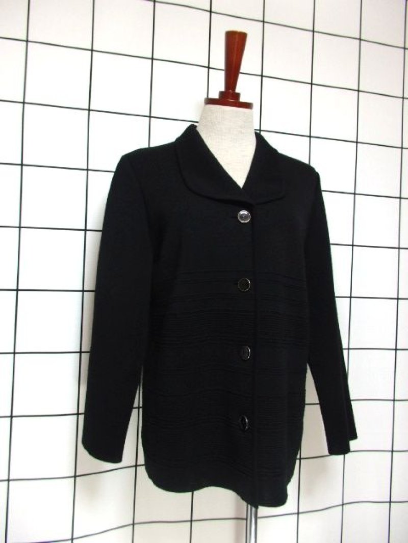 画像1: レトロニットジャケット 70's〜80's 古着 Black