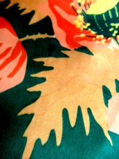 画像9: レトロアンティーク ヴィンテージスカーフ  花柄 イエロー グリーン ピンク【6705】 (9)