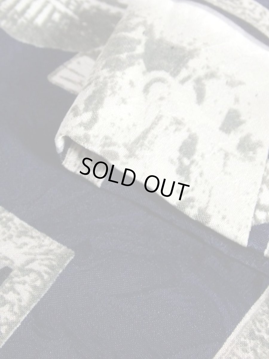 画像8: レトロスカート スカーフ柄 リボン柄 風景柄 ネイビー 紺 ガーリー 古着 (8)