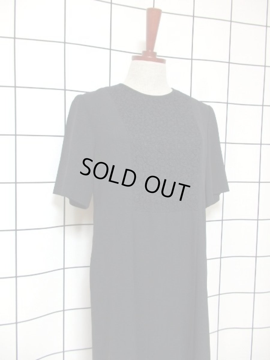 画像8: フラワーレース ブラック 黒 70年代 レトロ パーティー フォーマル クラシカル 半袖 昭和レトロ 国産古着 ヴィンテージドレス【6760】 (8)