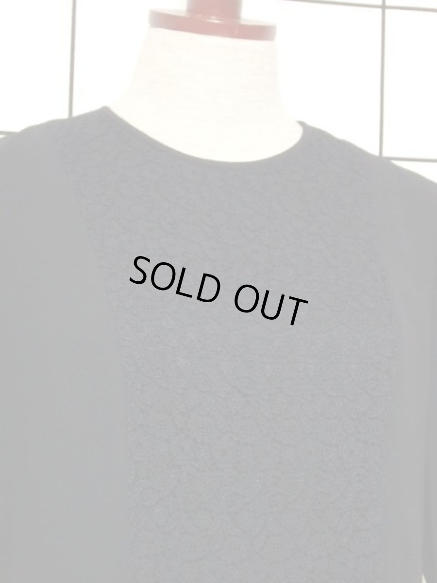 画像3: フラワーレース ブラック 黒 70年代 レトロ パーティー フォーマル クラシカル 半袖 昭和レトロ 国産古着 ヴィンテージドレス【6760】 (3)