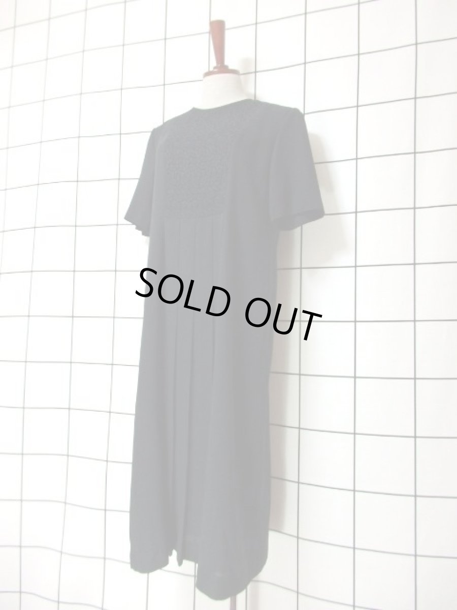 画像7: フラワーレース ブラック 黒 70年代 レトロ パーティー フォーマル クラシカル 半袖 昭和レトロ 国産古着 ヴィンテージドレス【6760】 (7)