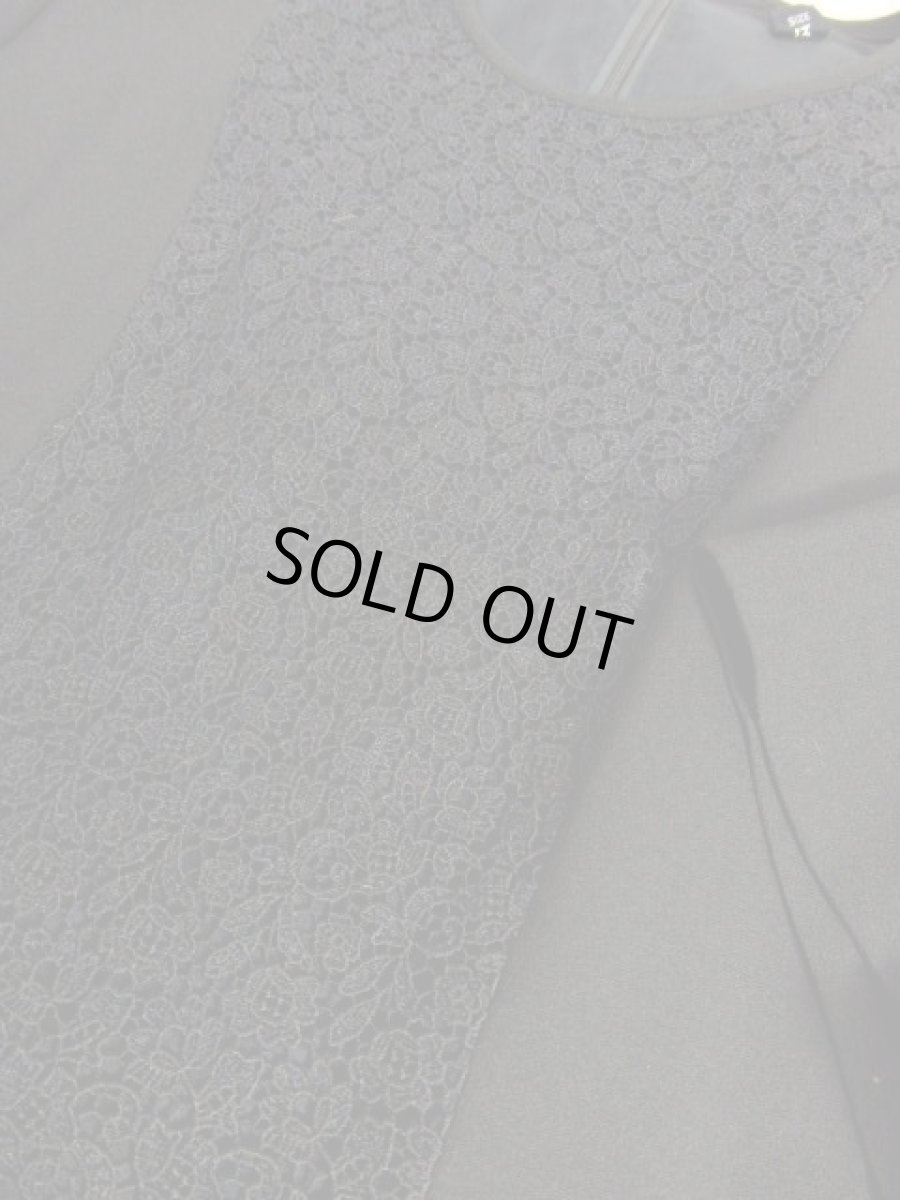 画像14: フラワーレース ブラック 黒 70年代 レトロ パーティー フォーマル クラシカル 半袖 昭和レトロ 国産古着 ヴィンテージドレス【6760】 (14)