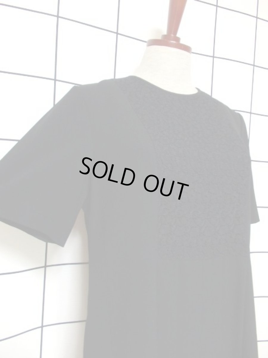 画像4: フラワーレース ブラック 黒 70年代 レトロ パーティー フォーマル クラシカル 半袖 昭和レトロ 国産古着 ヴィンテージドレス【6760】 (4)