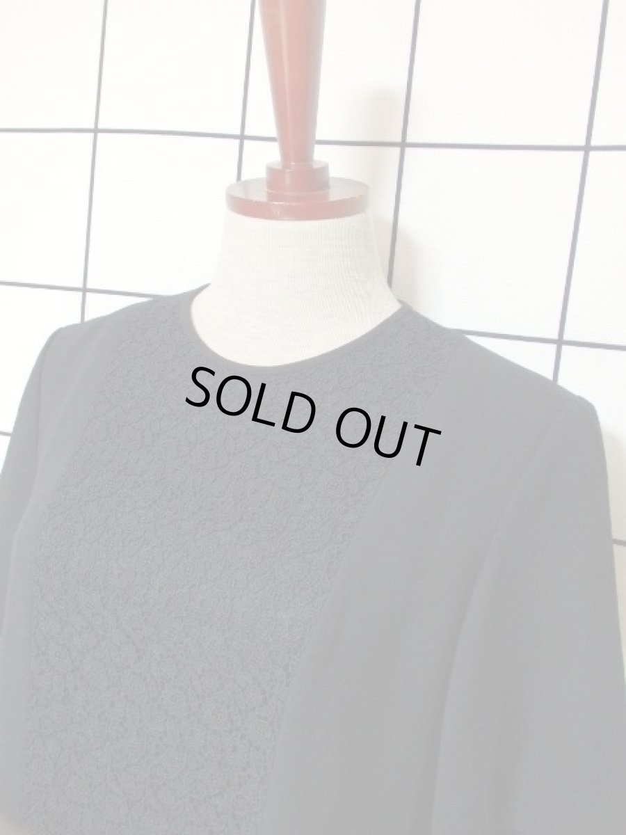 画像9: フラワーレース ブラック 黒 70年代 レトロ パーティー フォーマル クラシカル 半袖 昭和レトロ 国産古着 ヴィンテージドレス【6760】 (9)