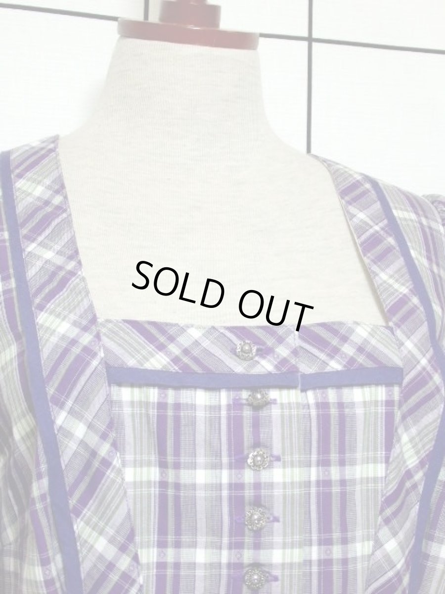 画像3: チェック パープル グリーン レース装飾 大人ガーリー ディアンドル チロルワンピース ドイツ民族衣装 舞台 演奏会 フォークダンス オクトーバーフェスト【6780】 (3)