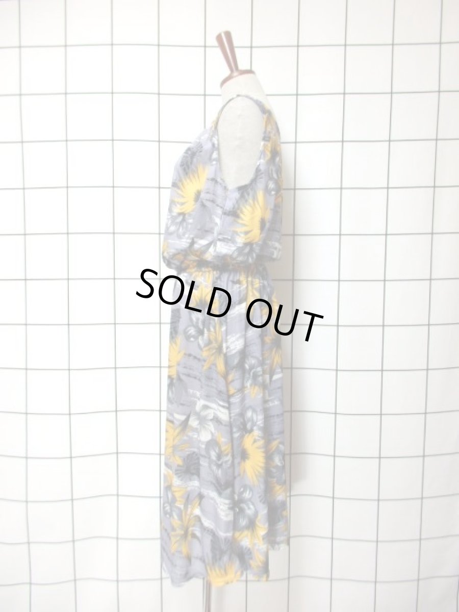 画像7: 花柄 ノースリーブ ウエストゴム レトロ ヨーロッパ古着 ヴィンテージワンピース【6783】 (7)