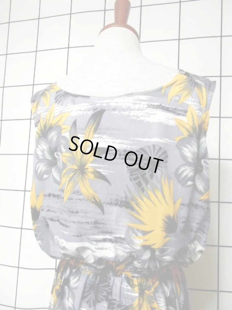 画像6: 花柄 ノースリーブ ウエストゴム レトロ ヨーロッパ古着 ヴィンテージワンピース【6783】 (6)