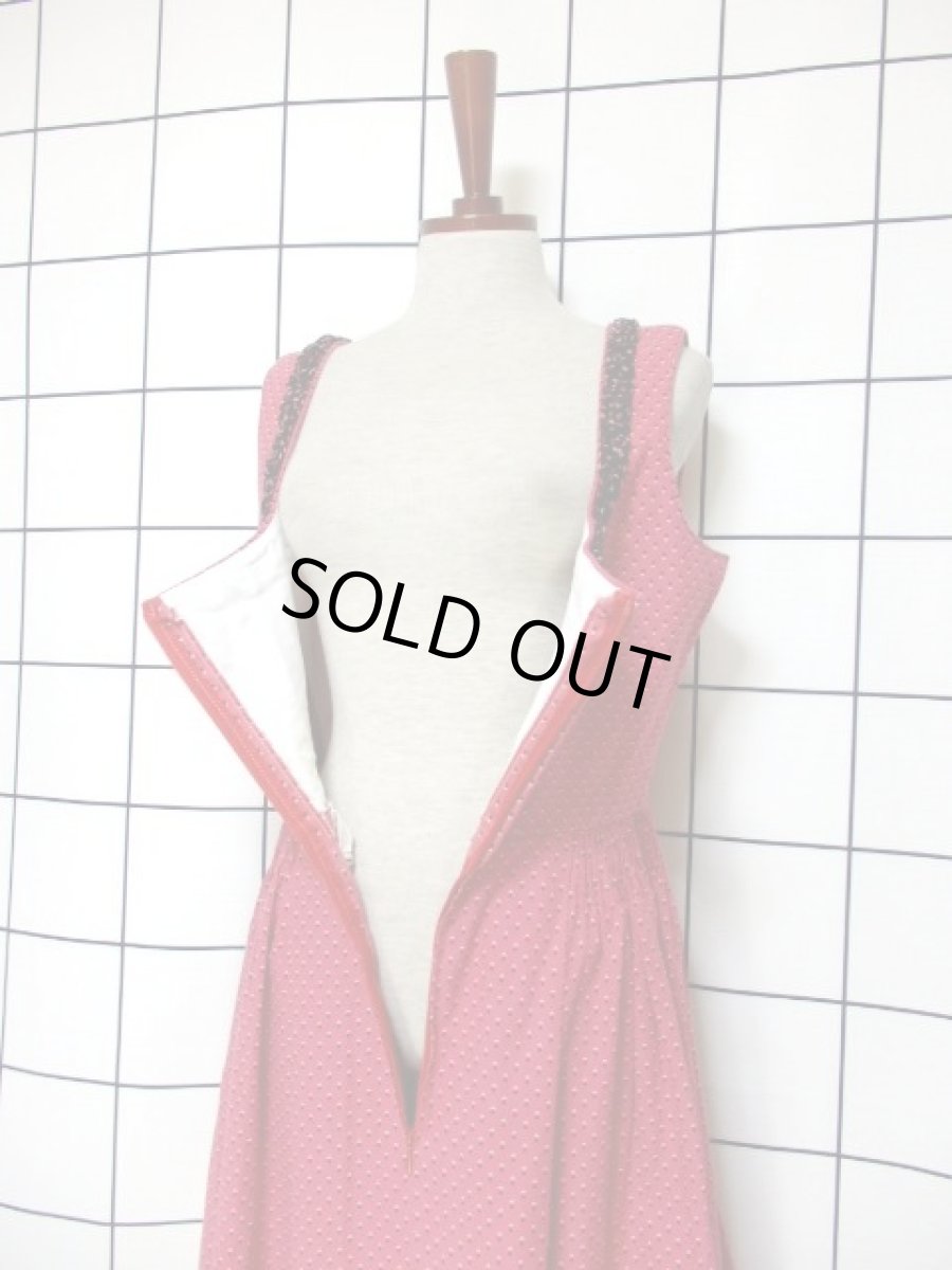 画像4: 小花柄モチーフ  フロントジッパー ノースリーブ ガーリー ディアンドル チロルワンピース ドイツ民族衣装 舞台 演奏会 フォークダンス オクトーバーフェスト 【Y6792】 (4)