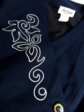 画像12: 80's ネイビー ホワイト刺繍 クラシカル 半袖 レトロ ヨーロッパ古着 ヴィンテージワンピース【3641】 (12)