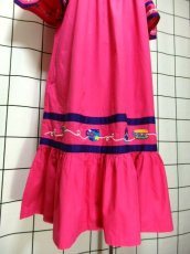 画像12: インド製 コットン ティーカップ刺繍 ピンク ふんわり 半袖 レトロ フォークロア ガーリー ヴィンテージドレス (12)