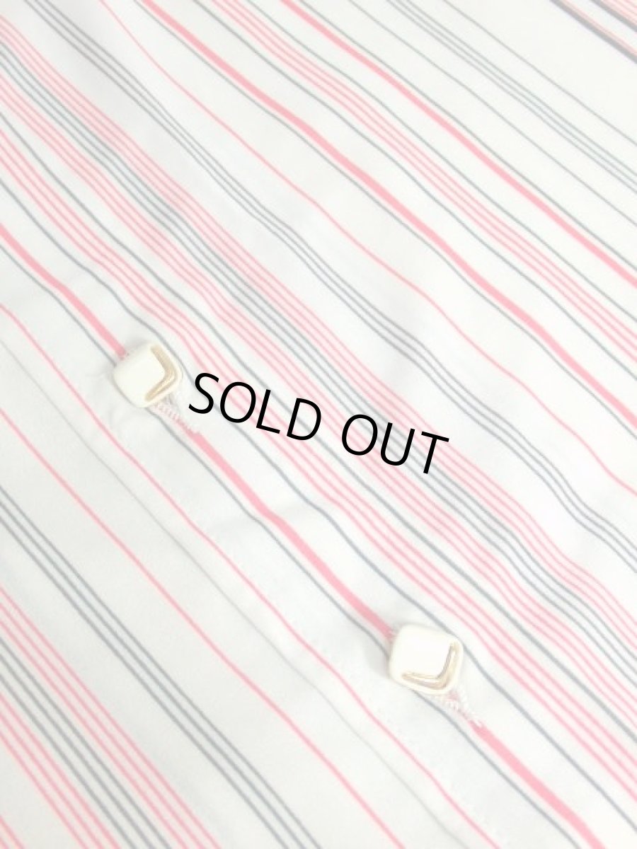 画像16: ストライプ ホワイト 前開き 70's 半袖 昭和レトロ 国産古着 レトロシャツワンピース【3589】 (16)