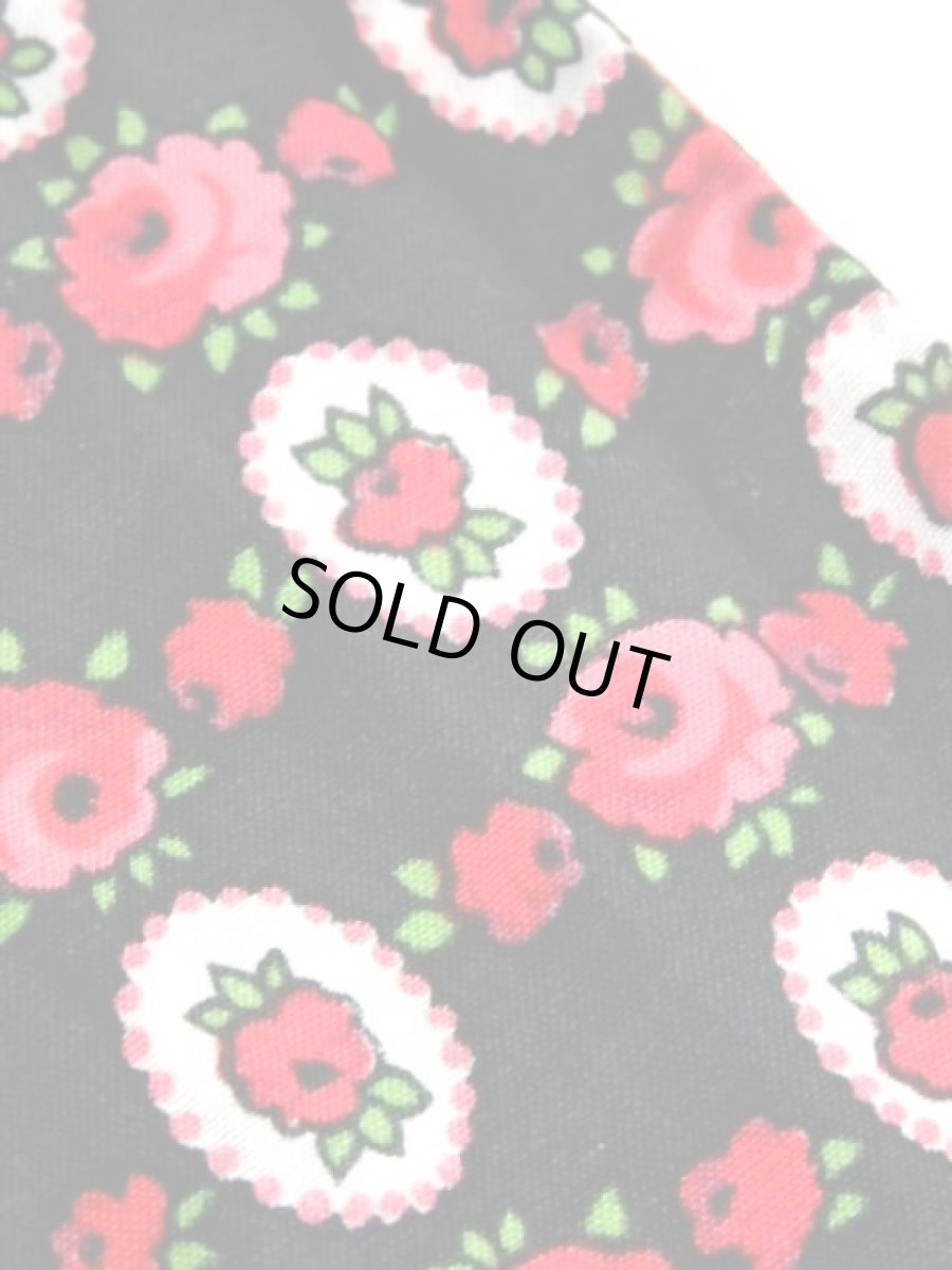 画像14: 70's 花柄 ブラック 半袖 レトロ ガーリー ヨーロッパ古着 ヴィンテージドレス【5961】 (14)