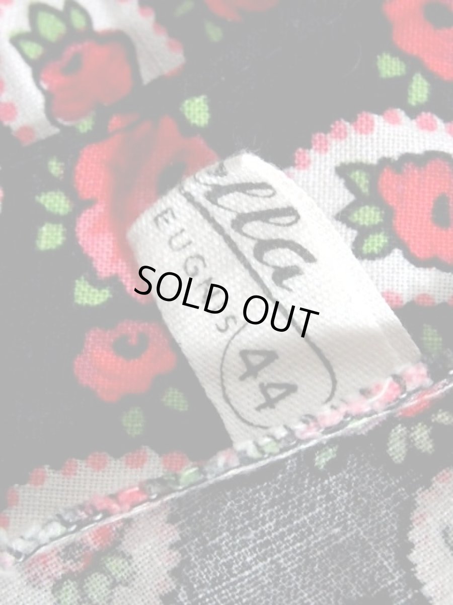 画像16: 70's 花柄 ブラック 半袖 レトロ ガーリー ヨーロッパ古着 ヴィンテージドレス【5961】 (16)