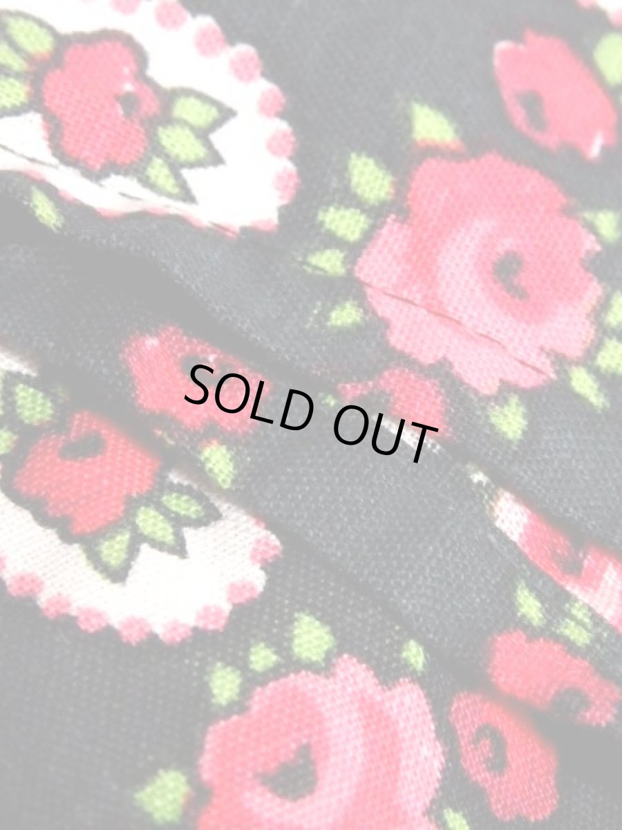 画像15: 70's 花柄 ブラック 半袖 レトロ ガーリー ヨーロッパ古着 ヴィンテージドレス【5961】 (15)