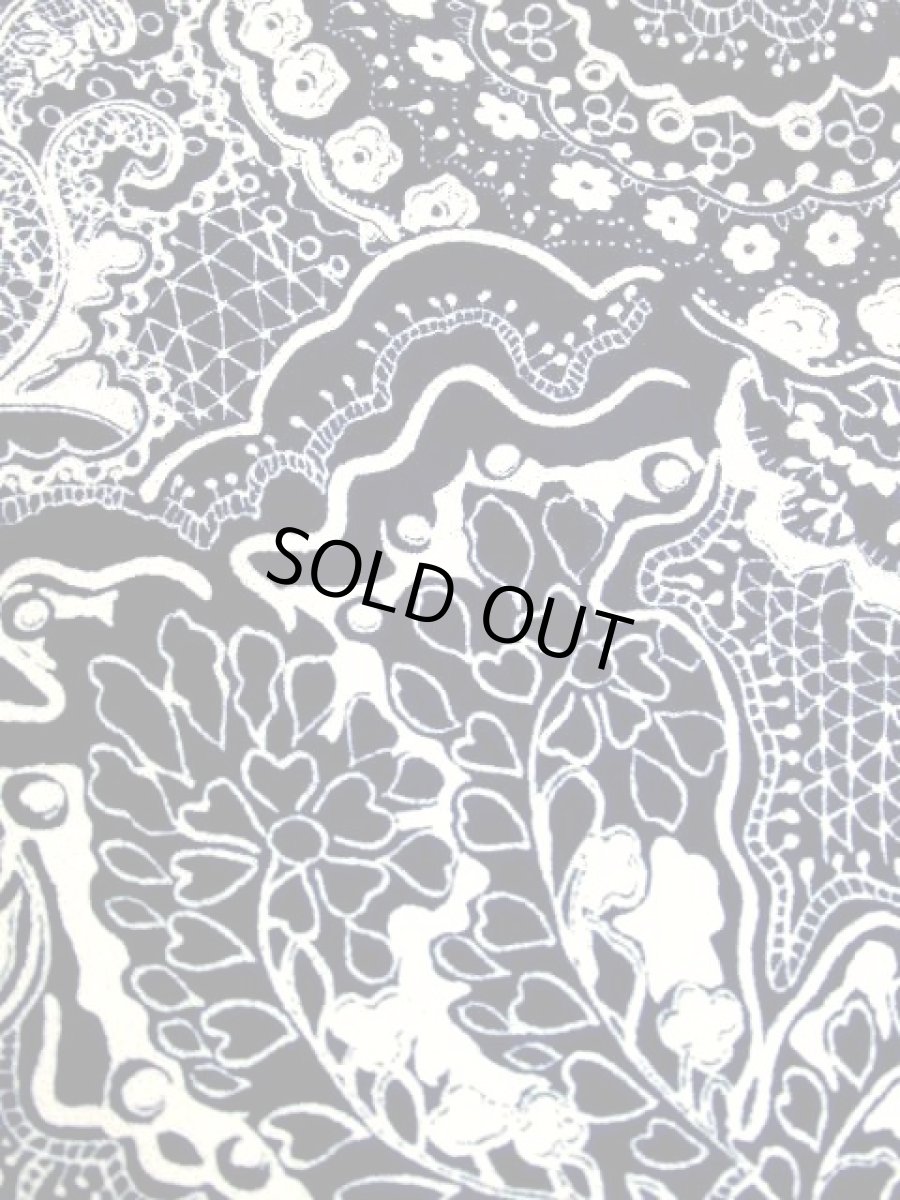 画像16: スカーフプリント ネイビー ホワイト 首元リボン 70年代 ウエストゴム 半袖 昭和レトロ 国産古着 レトロワンピース 【6864】 (16)