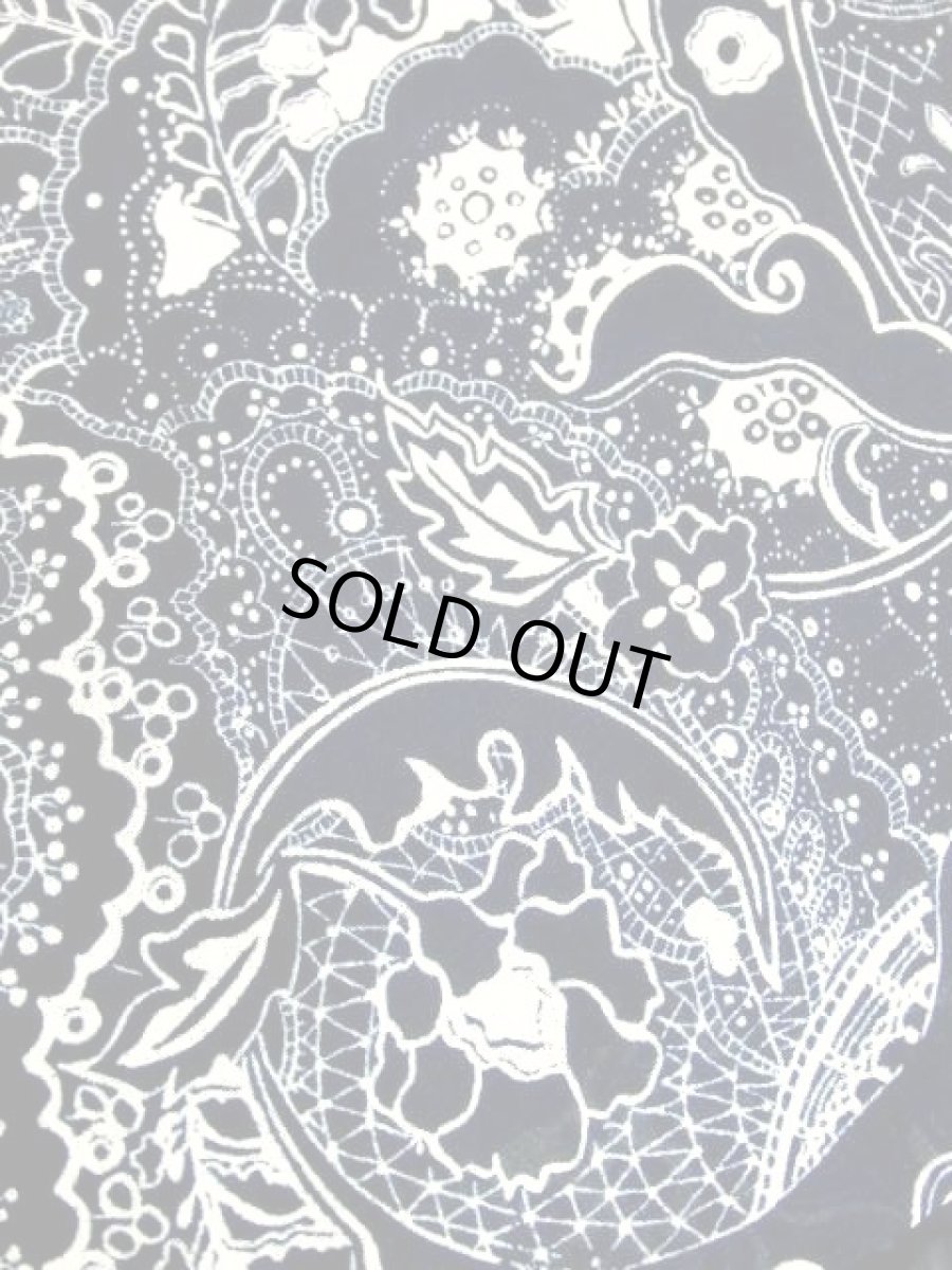 画像15: スカーフプリント ネイビー ホワイト 首元リボン 70年代 ウエストゴム 半袖 昭和レトロ 国産古着 レトロワンピース 【6864】 (15)